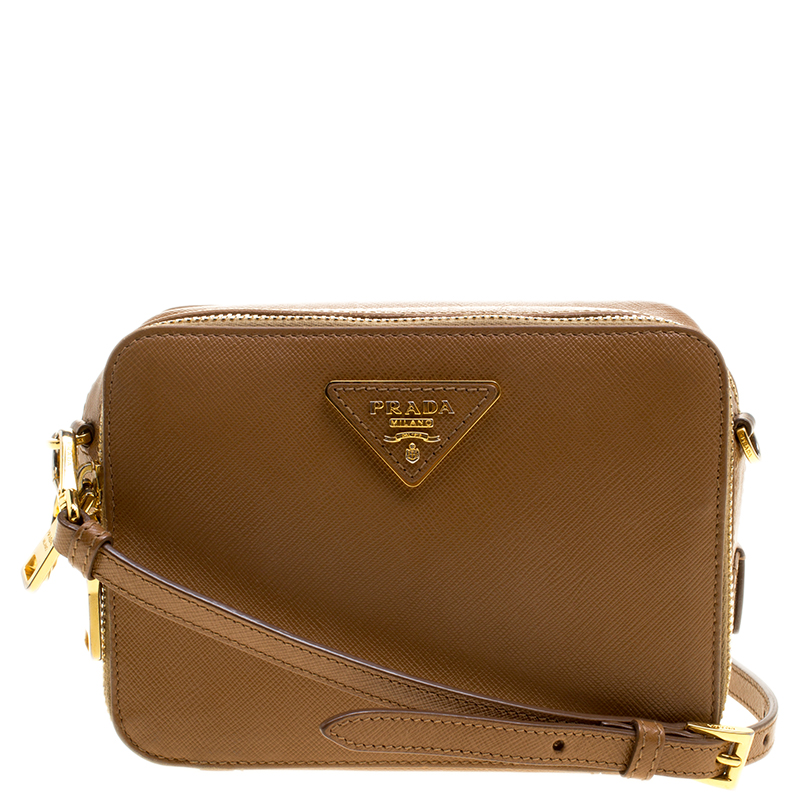 Prada Caramel Saffiano Lux Leather Crossbody Bag