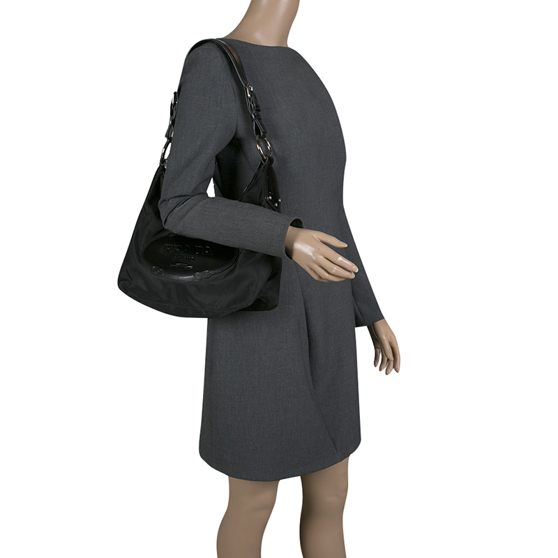 

Prada Black Nylon And Leather Hobo