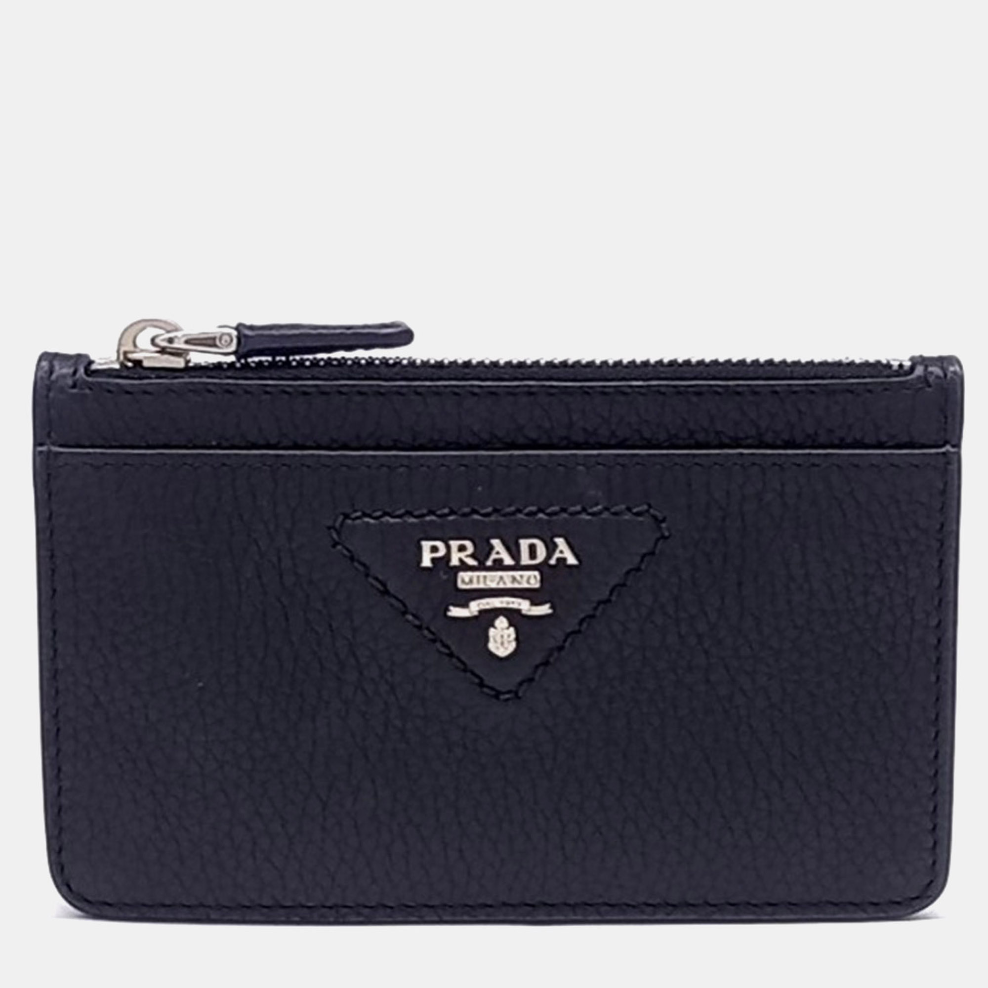 Pre-owned Prada Black Leather Card Wallet