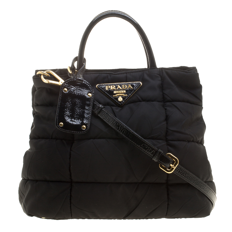 Pre Owned Prada Black Gaufre Nylon Tote