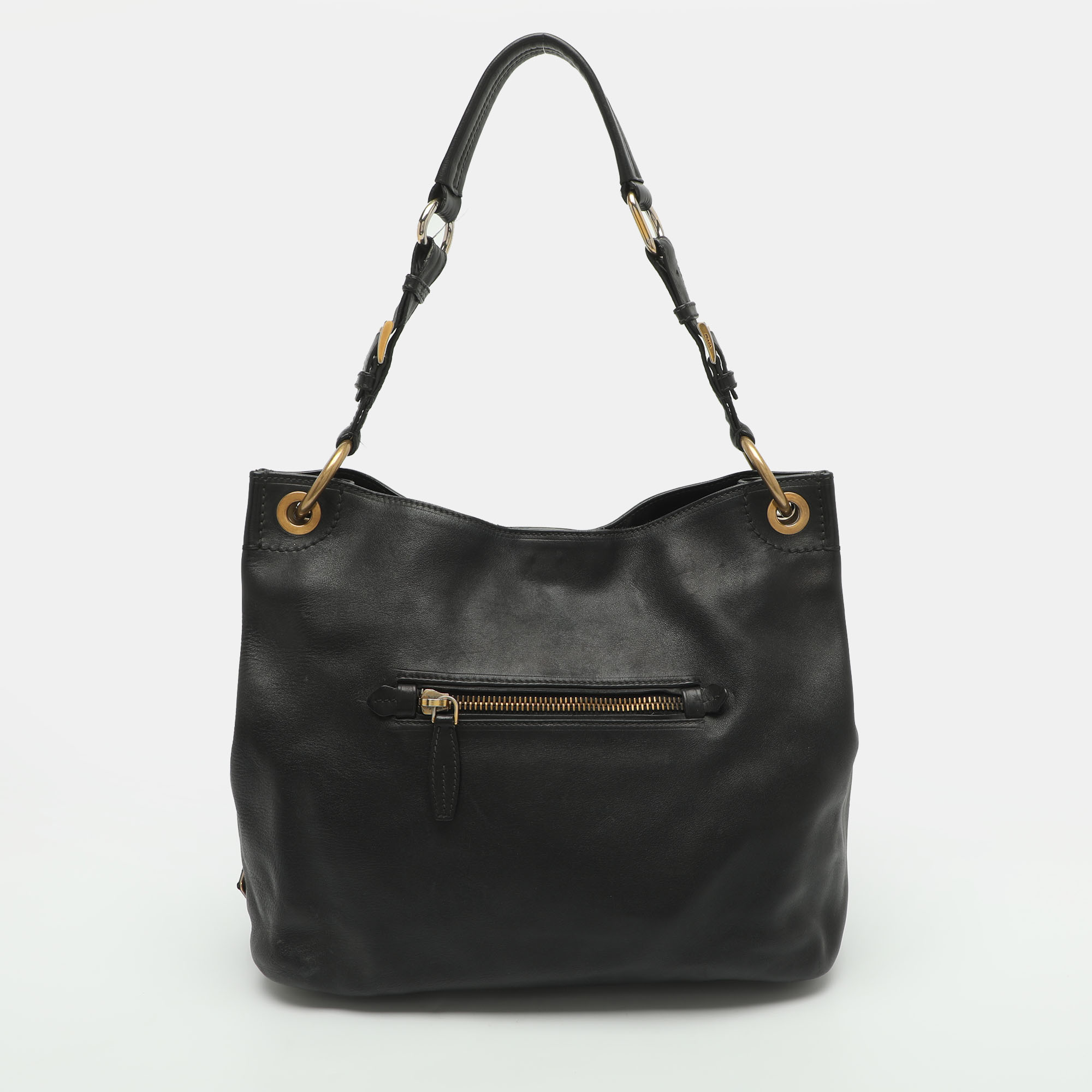 Prada Black Leather Hobo
