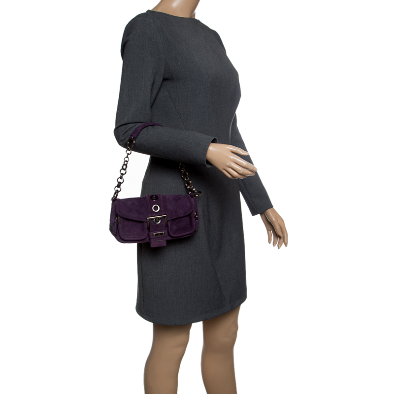 

Prada Purple Suede Chain Shoulder Bag
