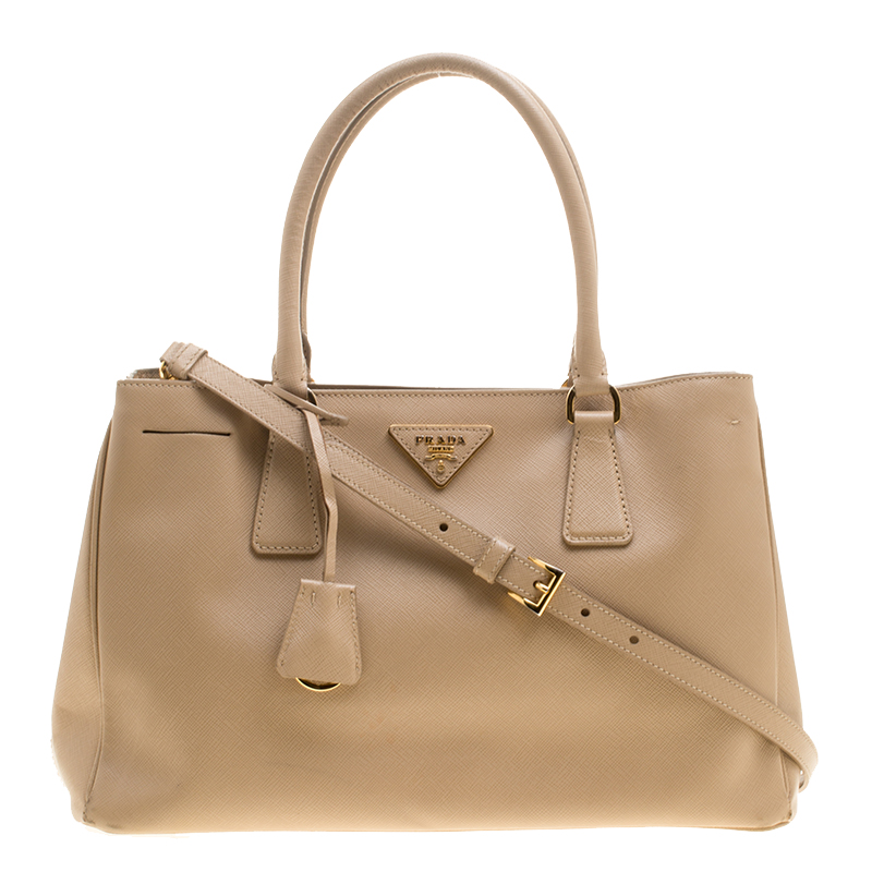 Pre Owned Prada Brown Saffiano Lux Leather Medium Tote