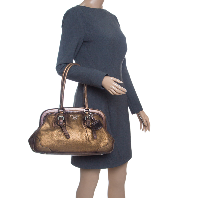

Prada Metallic Ombre Leather Frame Satchel