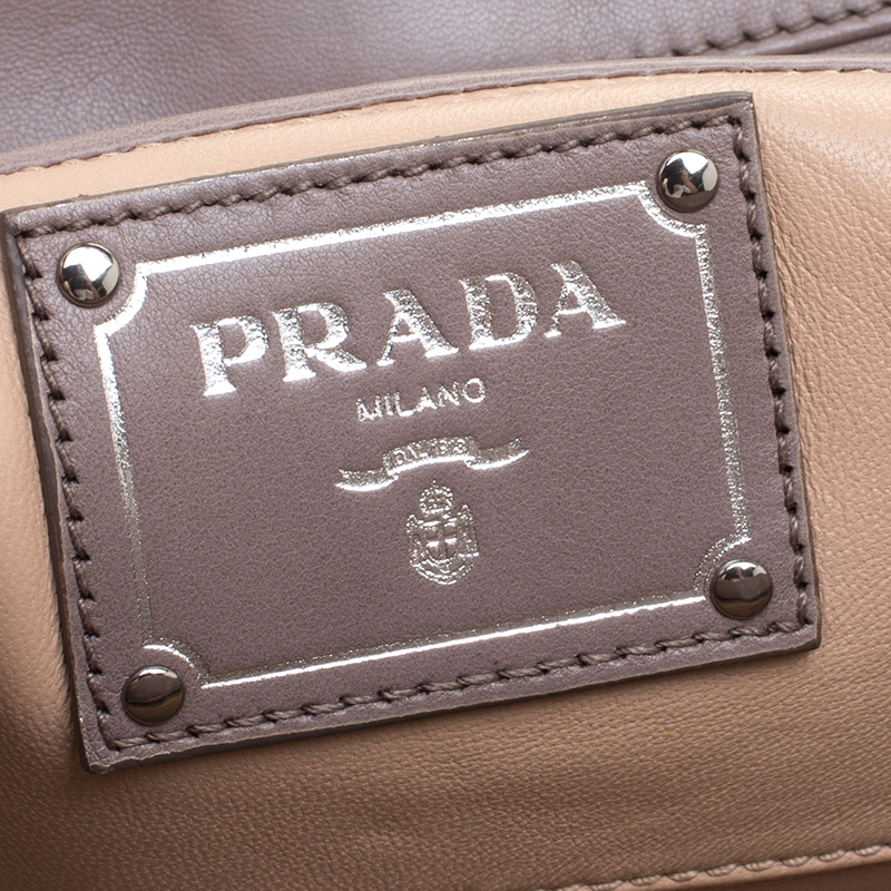 Prada Grey Leather Push Lock Satchel