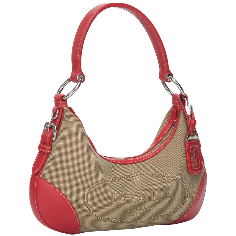 

Prada Two Tone Canvas/Leather Shoulder Bag, Multicolor