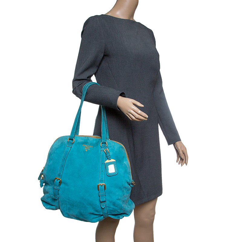 

Prada Turquoise Suede New Look Tote, Blue