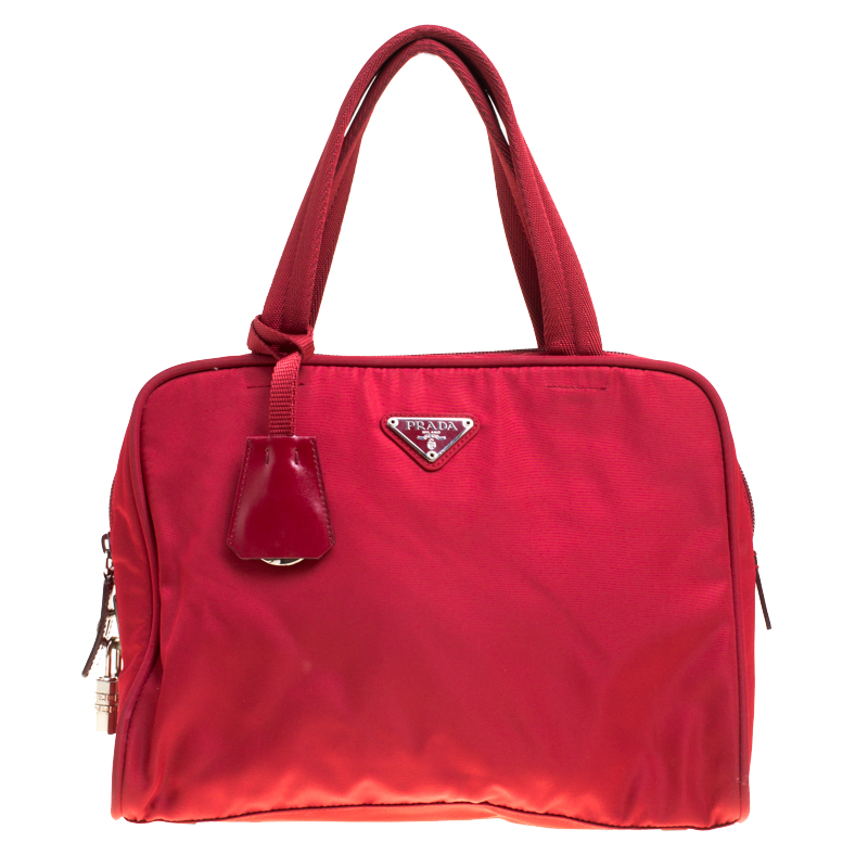 Pre Owned Prada Red Tessuto Sport Satchel