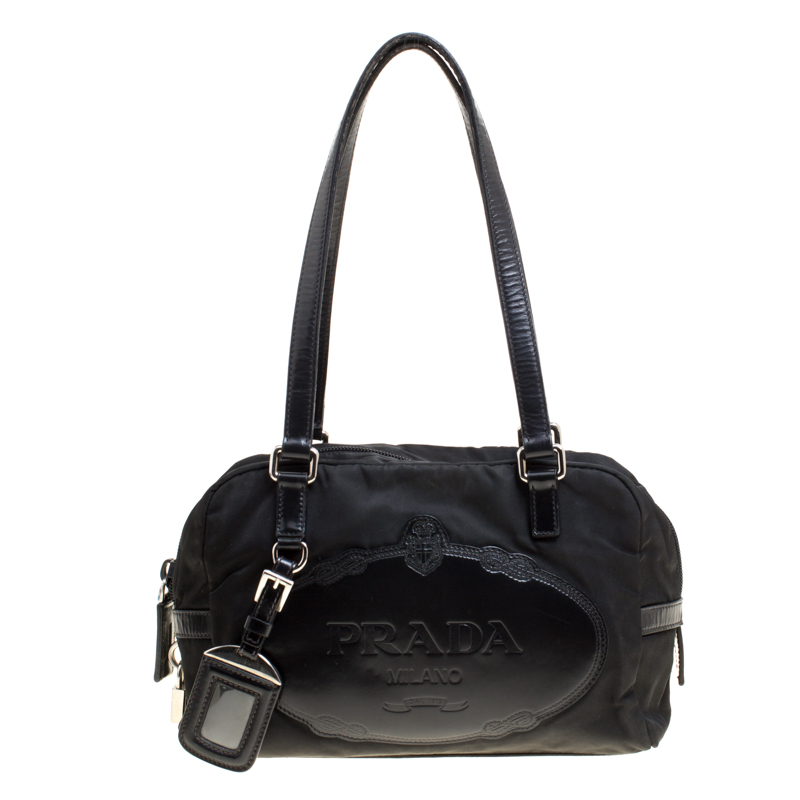 Pre Owned Prada Black Nylon and Leather Satchel