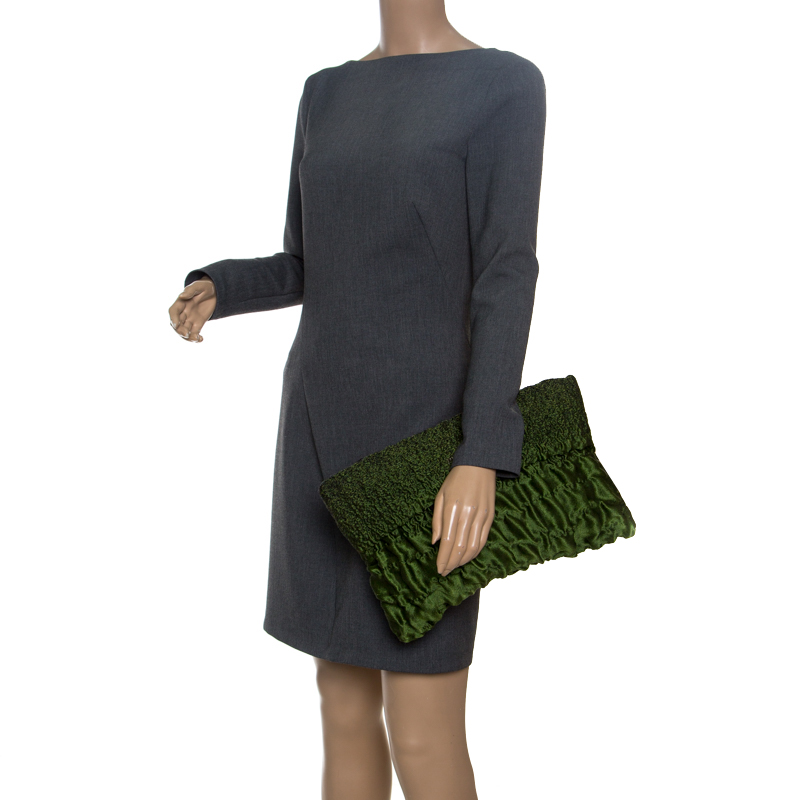 

Prada Green Cloquet Fabric Folders Clutch