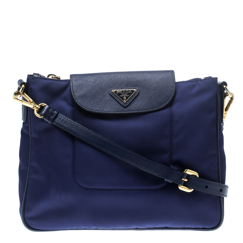 Prada Blue Nylon/Saffiano Leather Crossbody Bag Prada | TLC