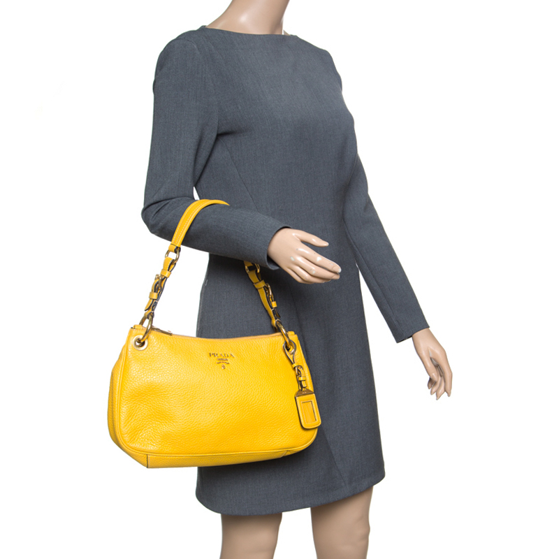 

Prada Yellow Vitello Diano Leather Hobo