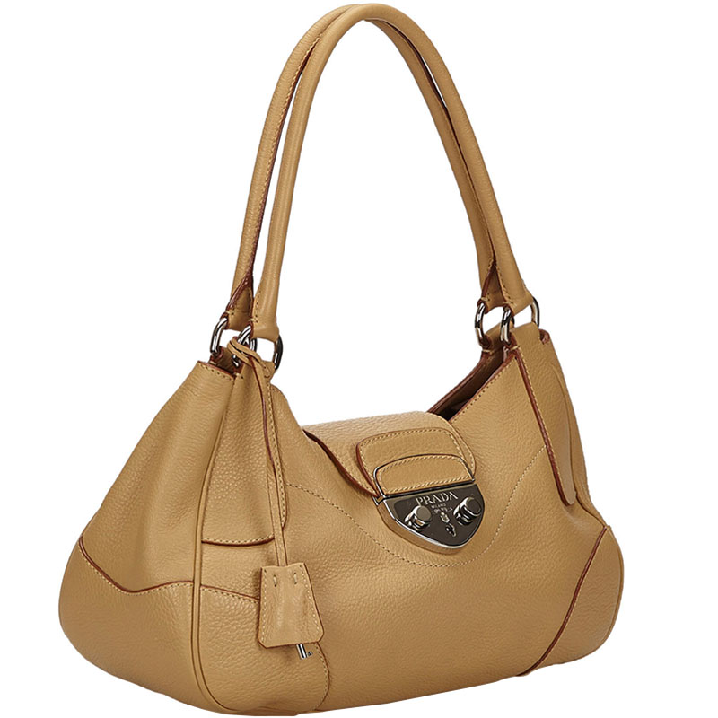 

Prada Beige Vitello Daino Leather Shoulder Bag