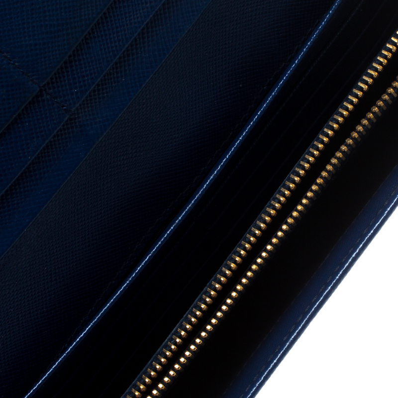 

Prada Blue Saffiano Leather Continental Wallet