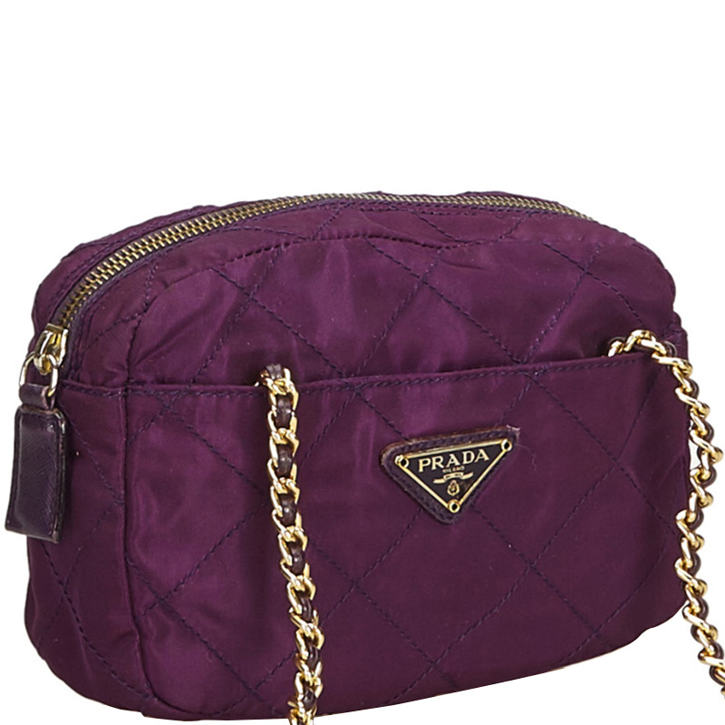 

Prada Purple Quilted Nylon Chain Shoulder Bag