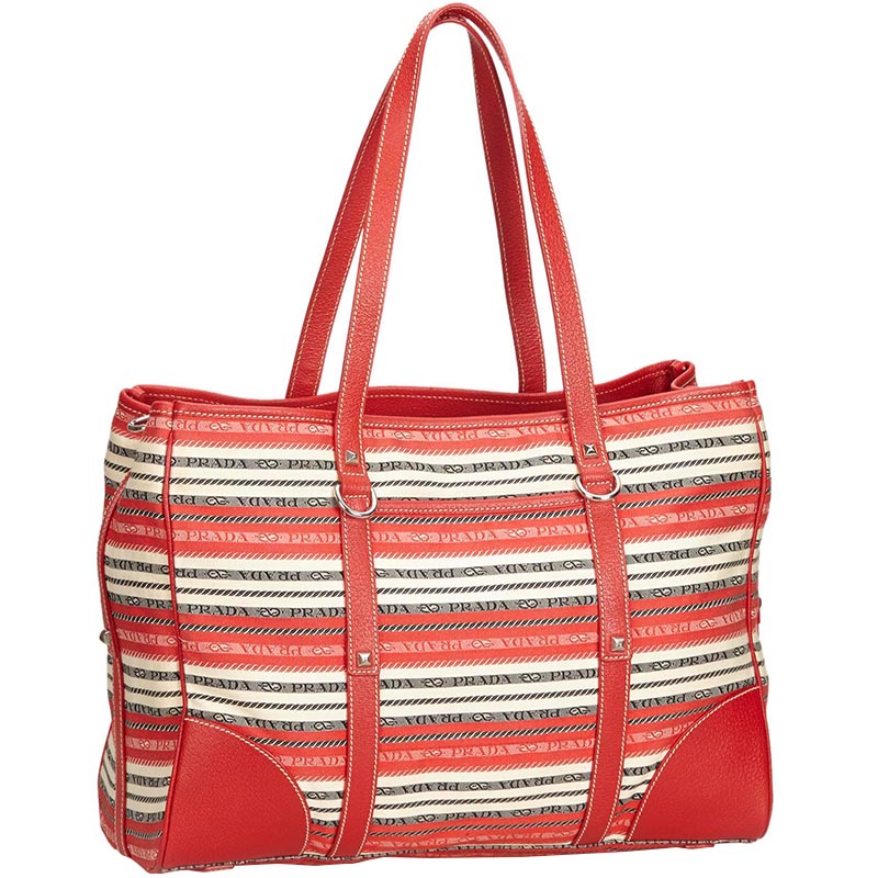 

Prada Bi-Color Striped Jacquard Tote Bag, Multicolor