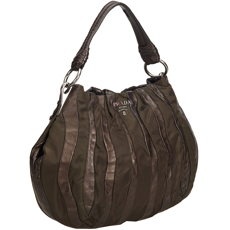

Prada Dark Brown Gathered Leather Hobo Bag