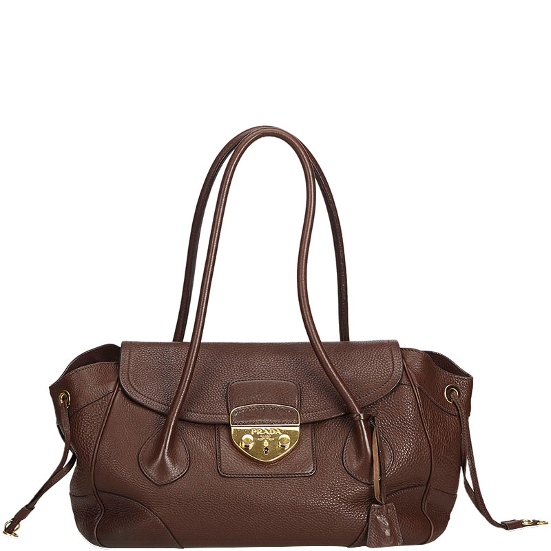 Prada Dark Brown Leather Shoulder Bag