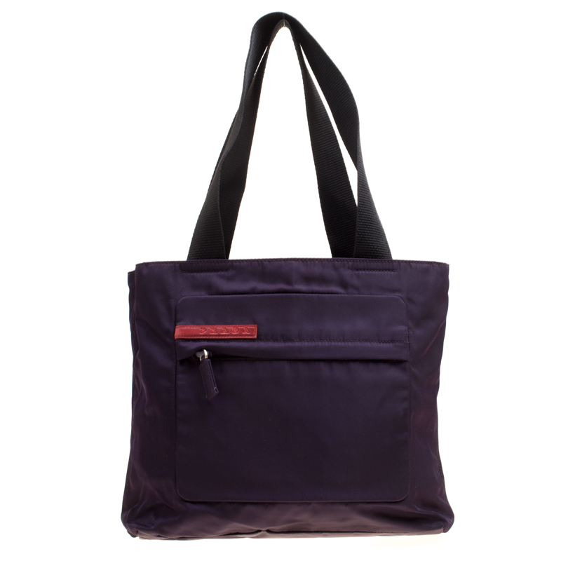 Pre Owned Prada Purple Nylon Tote