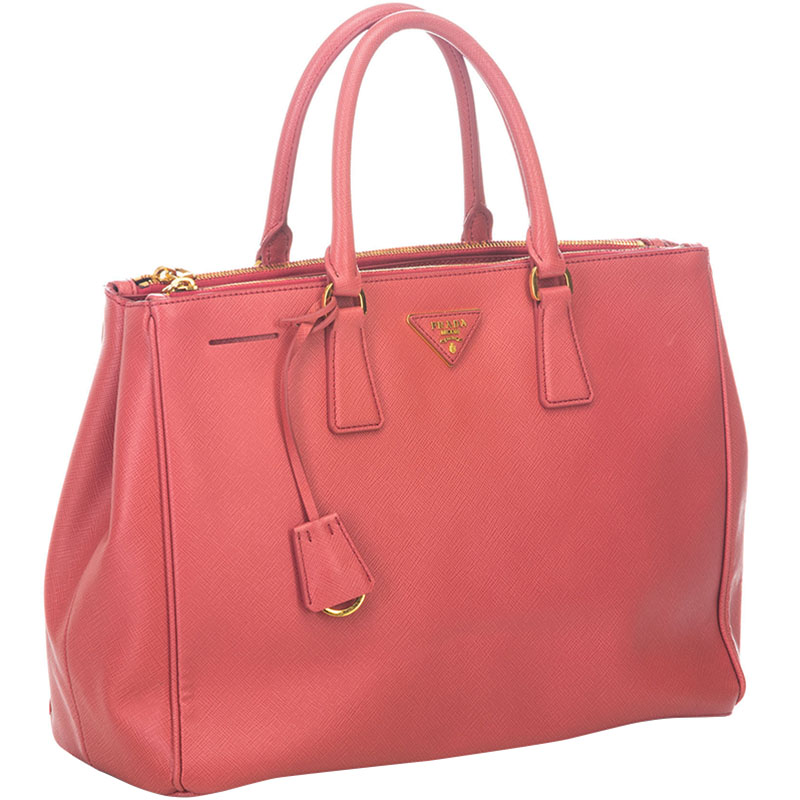 

PRADA PINK SAFFIANO LUX LEATHER LARGE DOUBLE ZIP TOTE