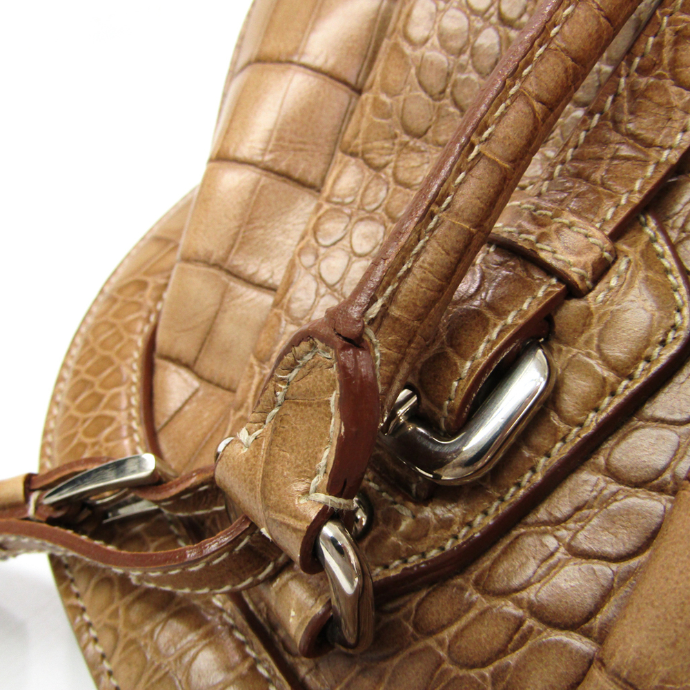 Prada Croc Embossed Leather Handbag (SHG-26197) – LuxeDH