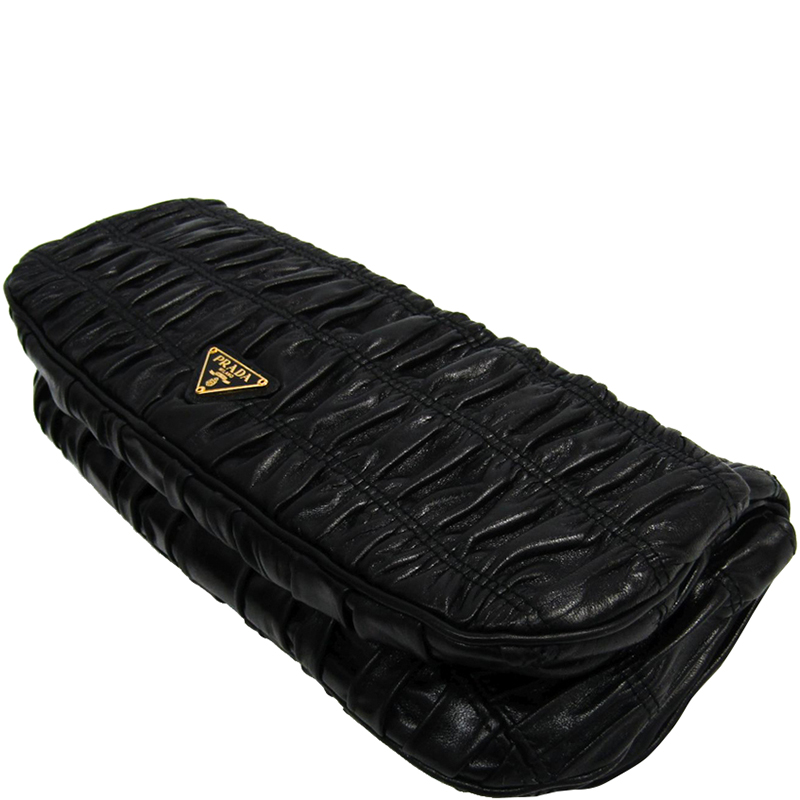

Prada Black Gaufre Leather Clutch