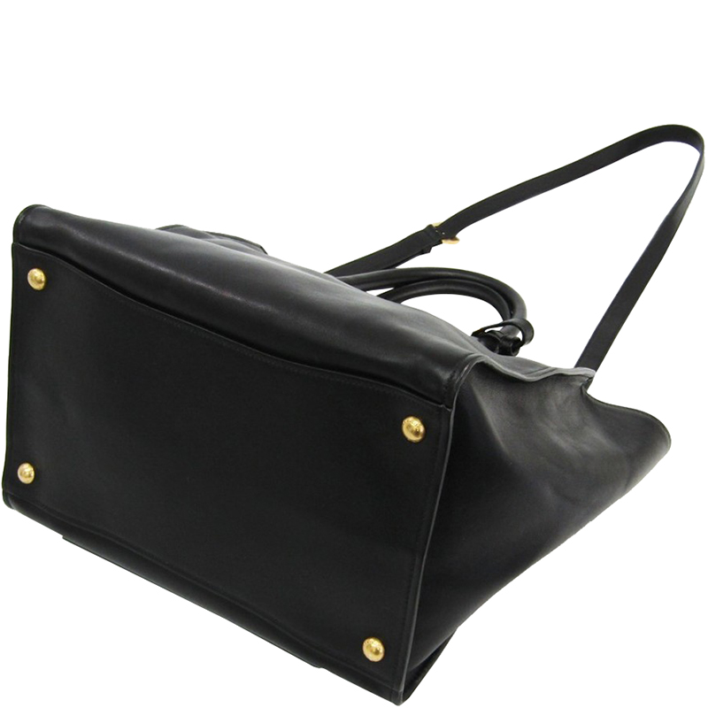 

Prada Black Soft Calf Leather Double Handle Tote