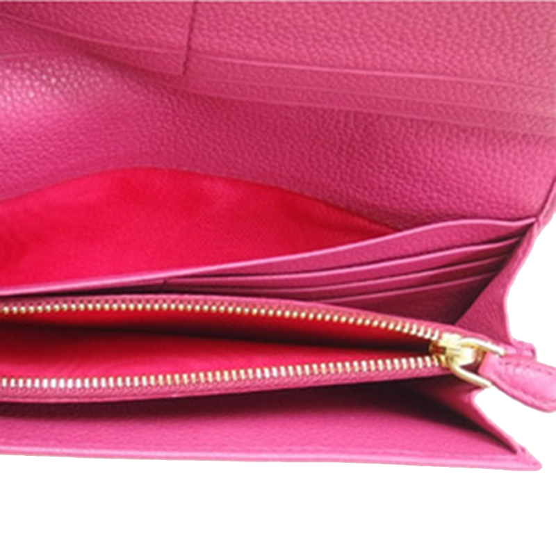 

Prada Fuchsia Leather Continental Wallet, Pink