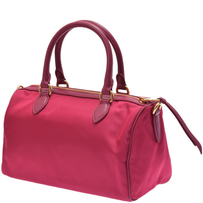 

Prada Fuchsia Tessuto Nylon and Leather Bowling Bag, Pink