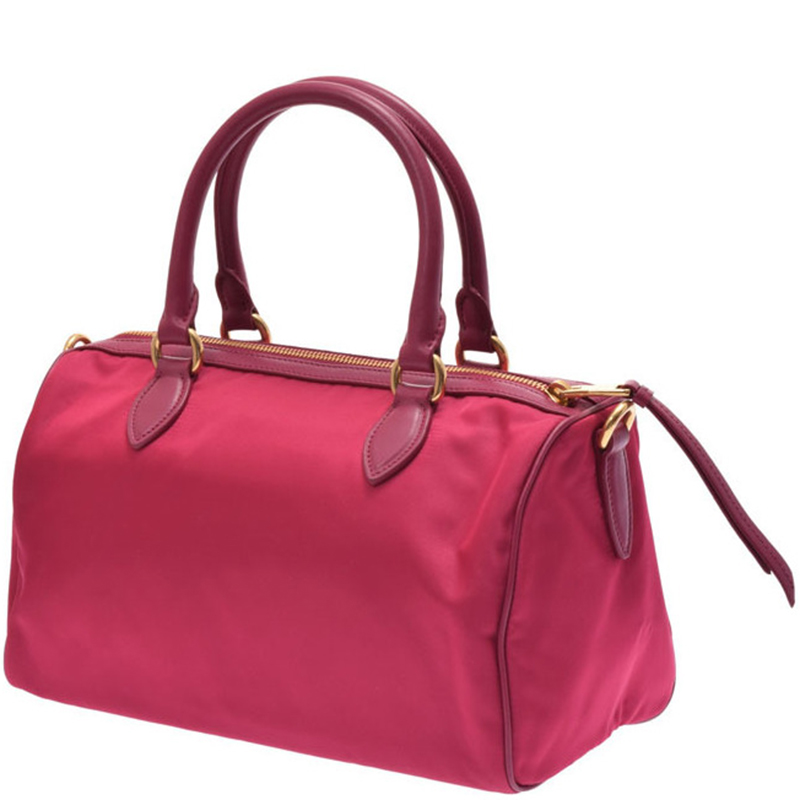 

Prada Fuchsia Tessuto Nylon and Leather Bowling Bag, Pink