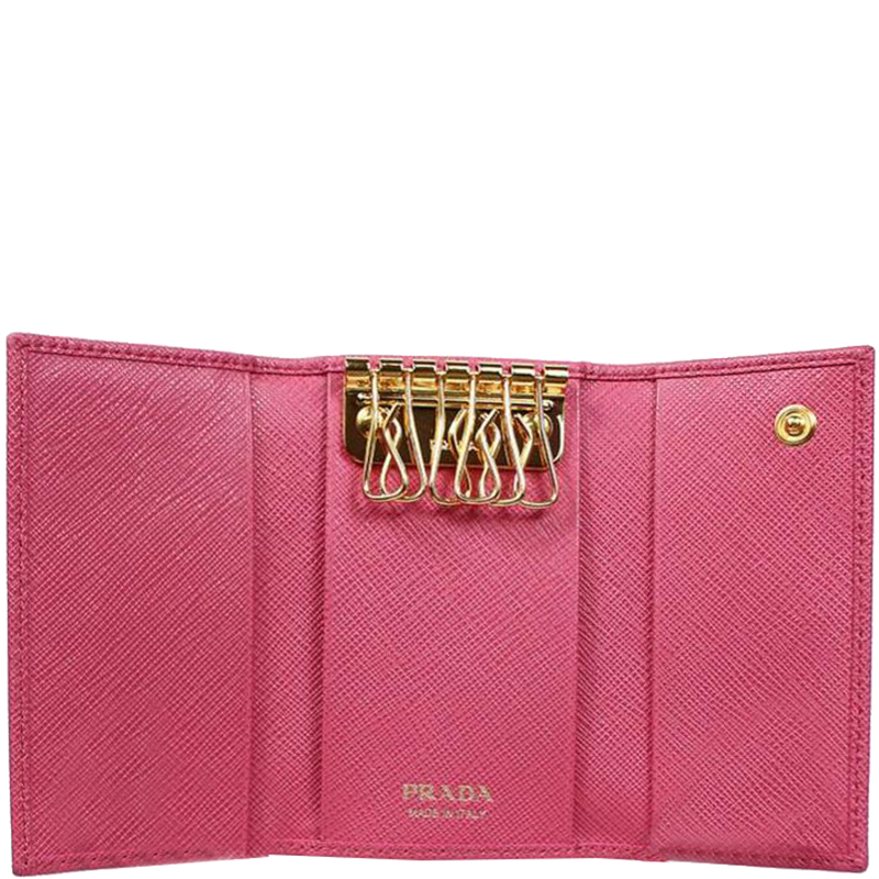

Prada Pink Saffiano Leather Key Case Holder