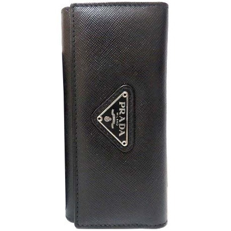 Prada Black Saffiano Leather Key Case Holder