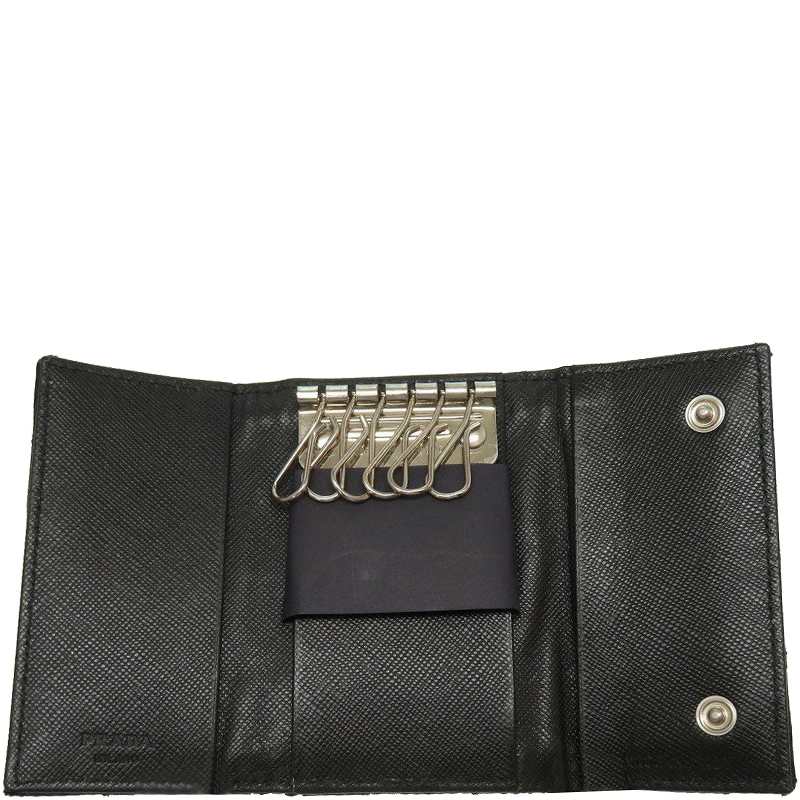 

Prada Black Quilted Nylon and Leather Key Case Holder