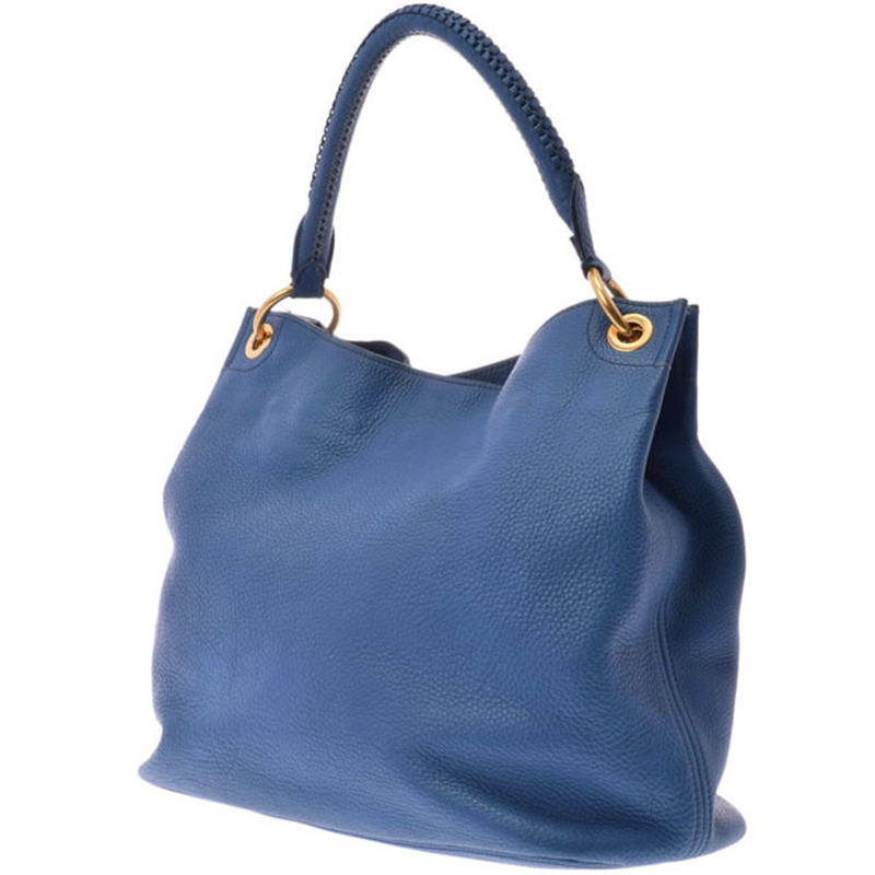

Prada Blue Vitello Daino Leather Shoulder Bag