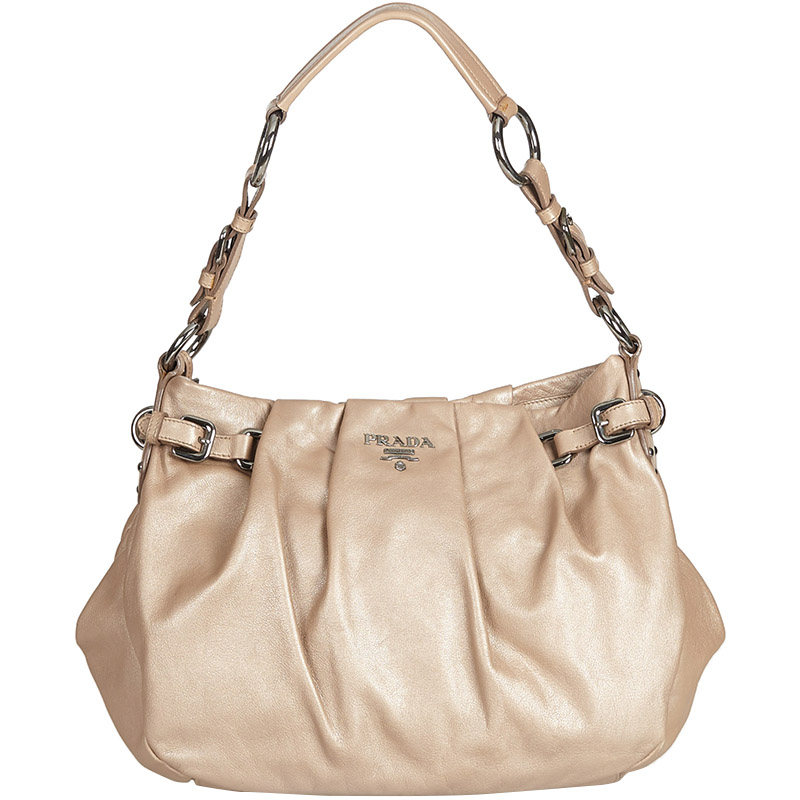 

Prada Light Pink Leather Tote Bag, Beige