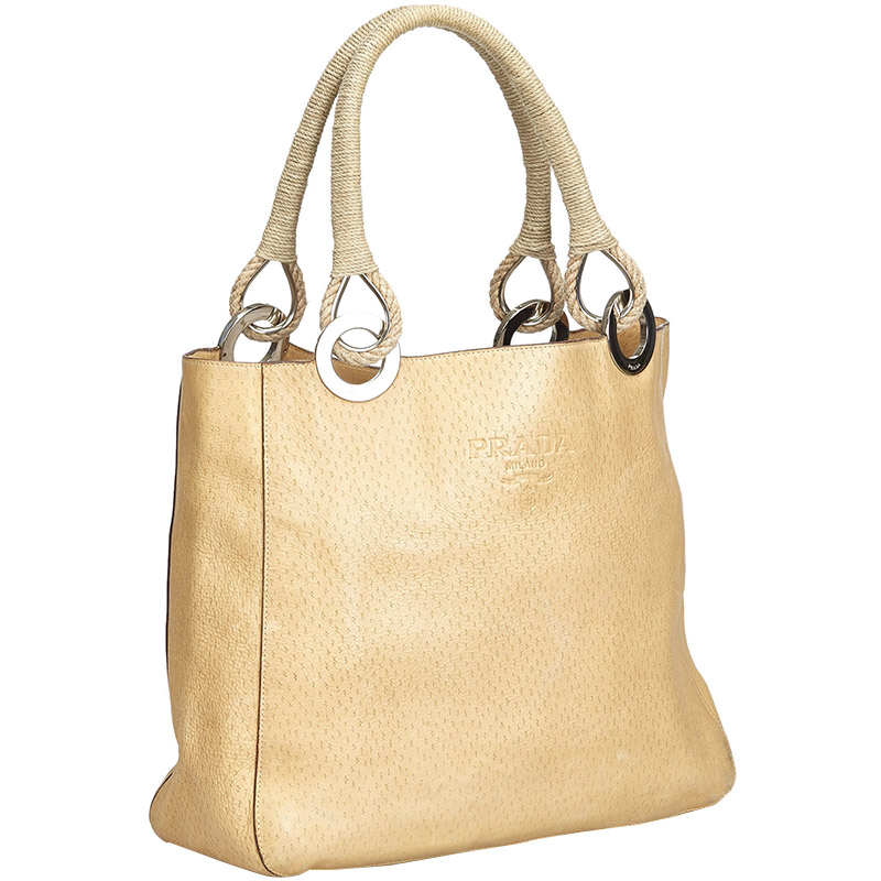 

Prada Beige Leather Tote Bag