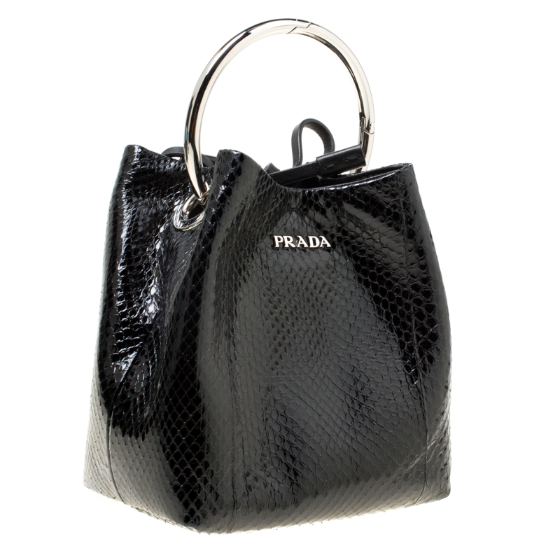 Prada Black Snake Skin Ring Pouch Prada