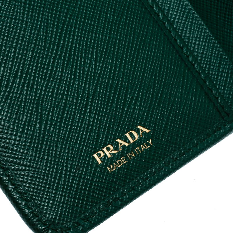 Prada Green Saffiano Leather and Crocodile Detail Wallet Prada TLC