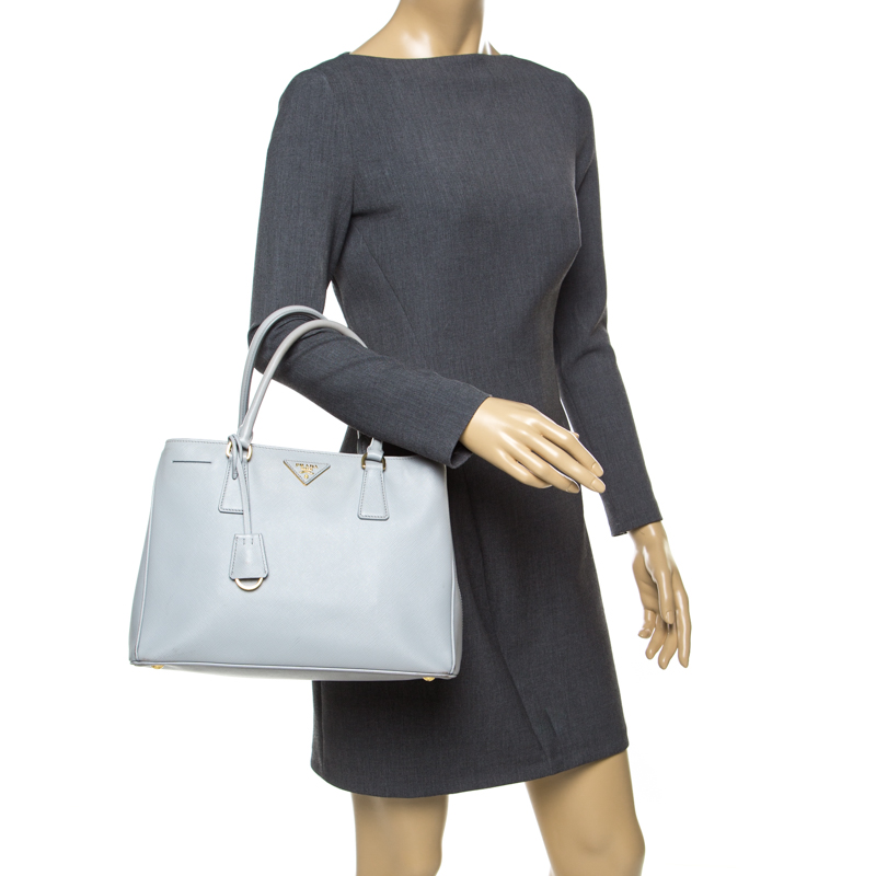 

Prada Grey Saffiano Lux Leather Small Tote