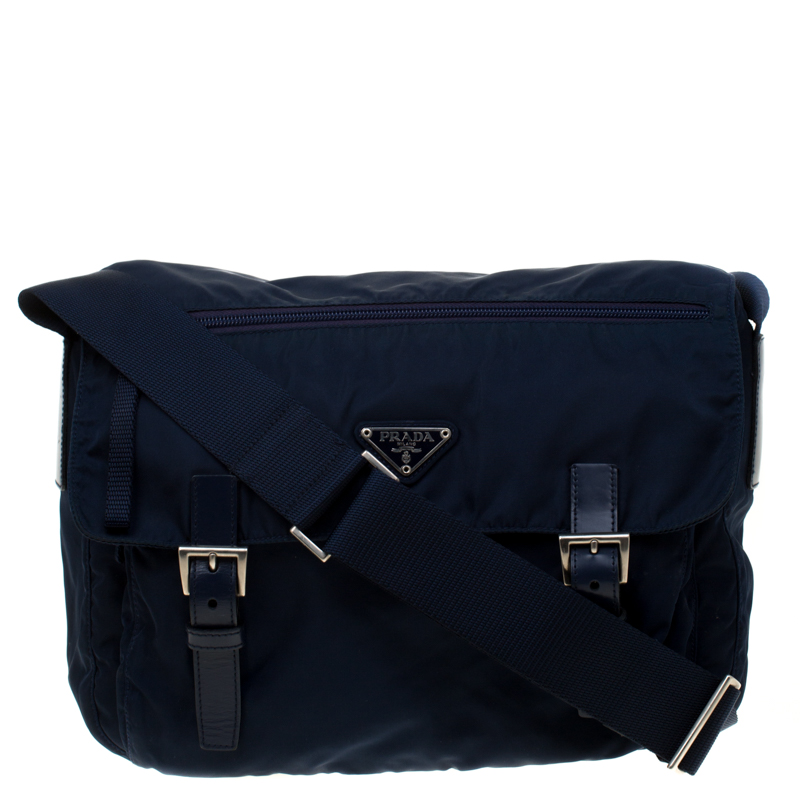 Prada Blue Nylon Messenger Bag