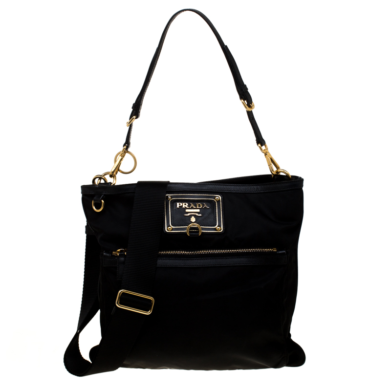 Pre Owned Prada Black Tessuto Nylon Top Handle Shoulder Bag