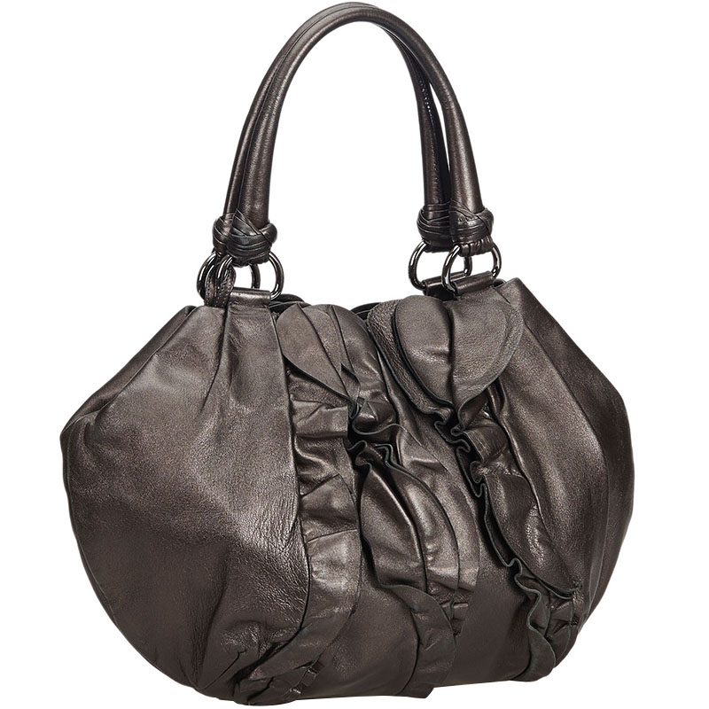 

Prada Black Ruffled Leather Everyday Bag