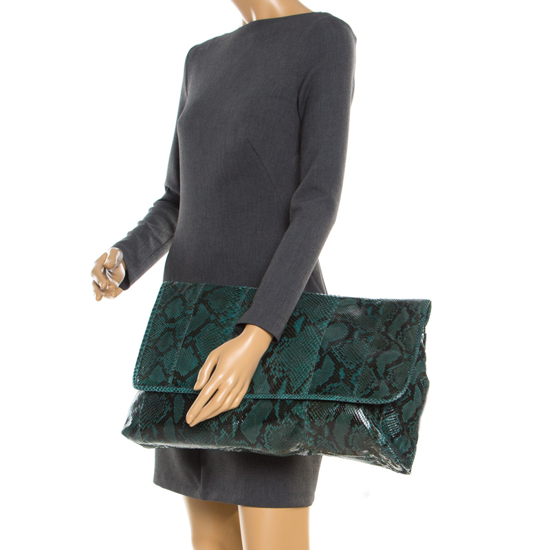 

Prada Green Python  Clutch