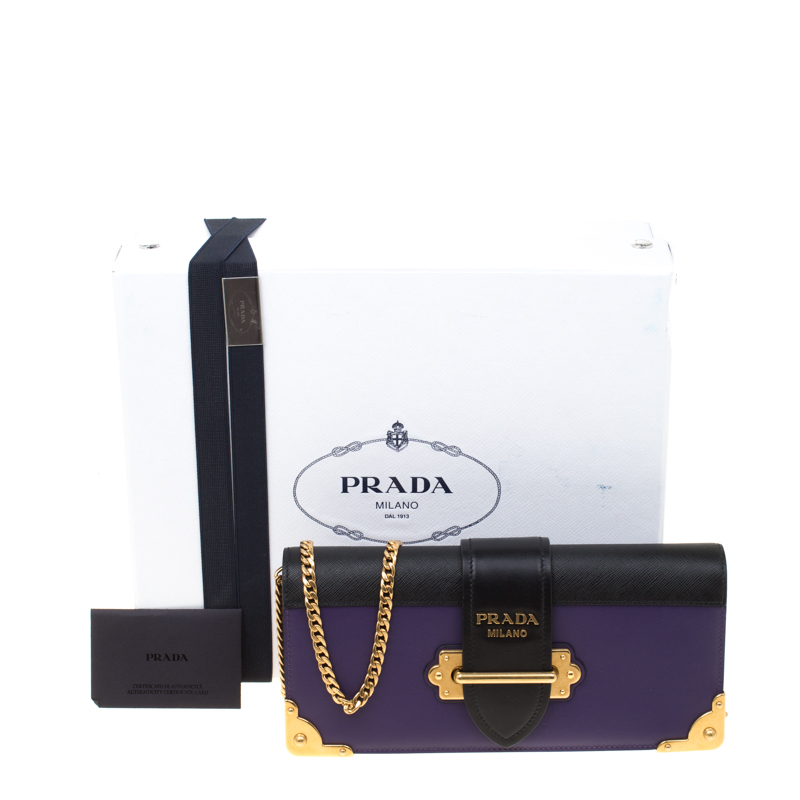 Black Prada Saffiano and City Calf Chain Crossbody Bag – Designer Revival