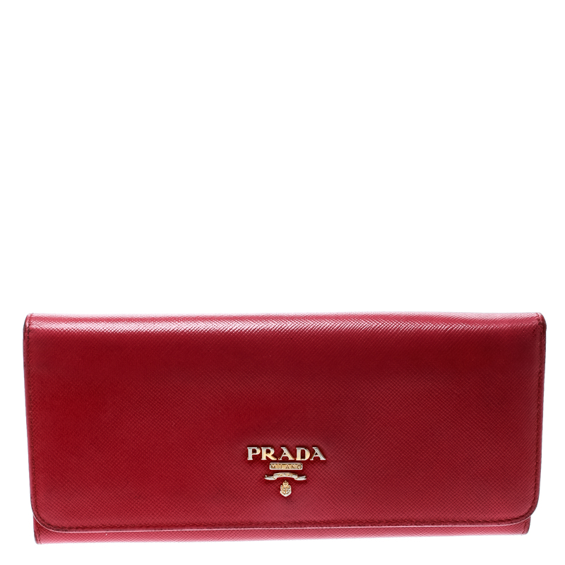 Prada Hot Pink Saffiano Leather Continental Wallet