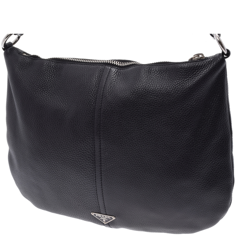 Pre Owned Prada Black Vitello Daino Leather Shoulder Bag 