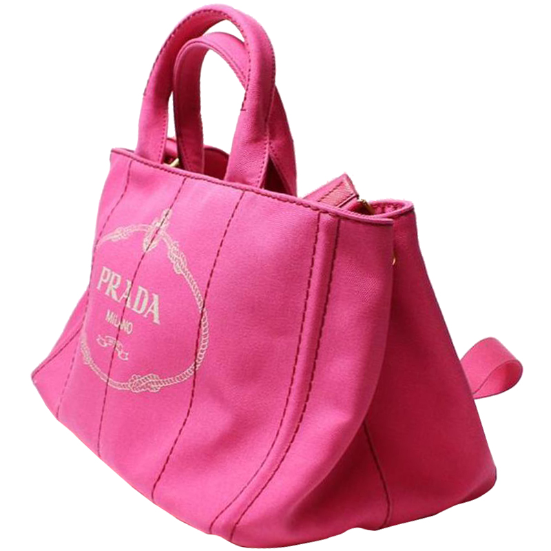 

Prada Pink Canvas Canapa Tote