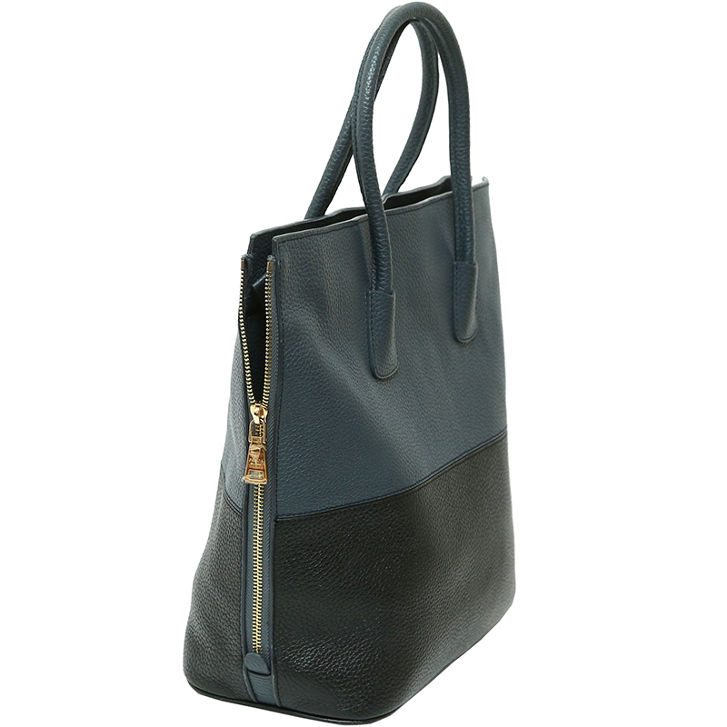

Prada Two Tone Leather Double Handle Tote, Multicolor