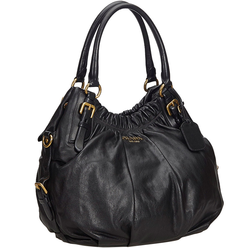 

Prada Black Leather Hobo Bag