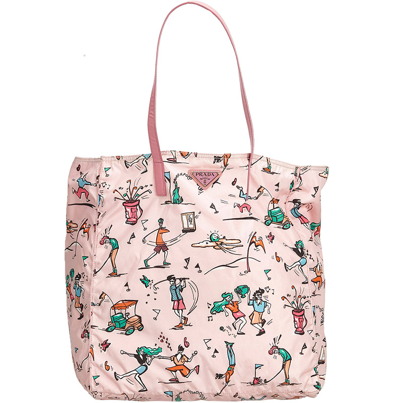 Prada Pink Printed Nylon Tote Bag Prada 